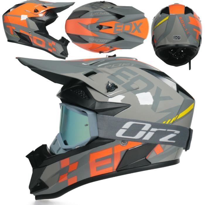Casque Motocross Homologué DOT - Kit Complet Avec Lunettes, Gants Et Masque, Pour VTT, BMX, Dirt Bike