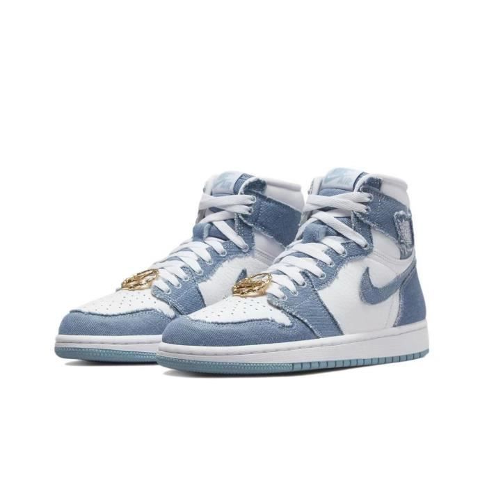 Chaussures de basket BASKET pour adultes Air Jordan 1 Denim Haut Blanc Talon Plat Tige Synthetique Cdiscount Sport