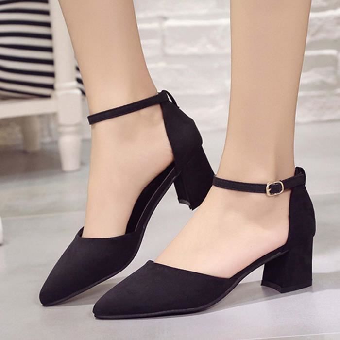 Escarpins Femme Talon Bloc Plateforme Décontracté à La Mode - Blanc 1