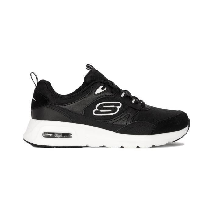 Skechers Chaussures Femme SKECHERS 149947BKW Noir - Dessus Synthétique - Fermeture Lacets - Talon Plat