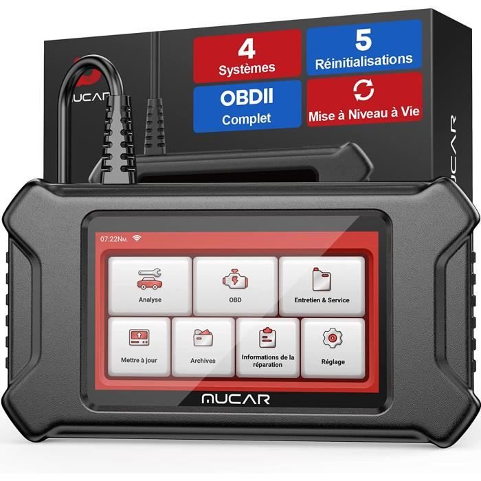Valise Diagnostic Auto Multimarque, OBD-II Diagnostic Français, ECM ABS SRS TCM Lecteur de Code, pour Toutes Les Voitures avec Huile