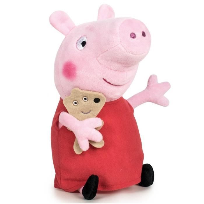 Peluche Peppa Pig Avec Son Petit Nounours Brun 32 Cm Peluche