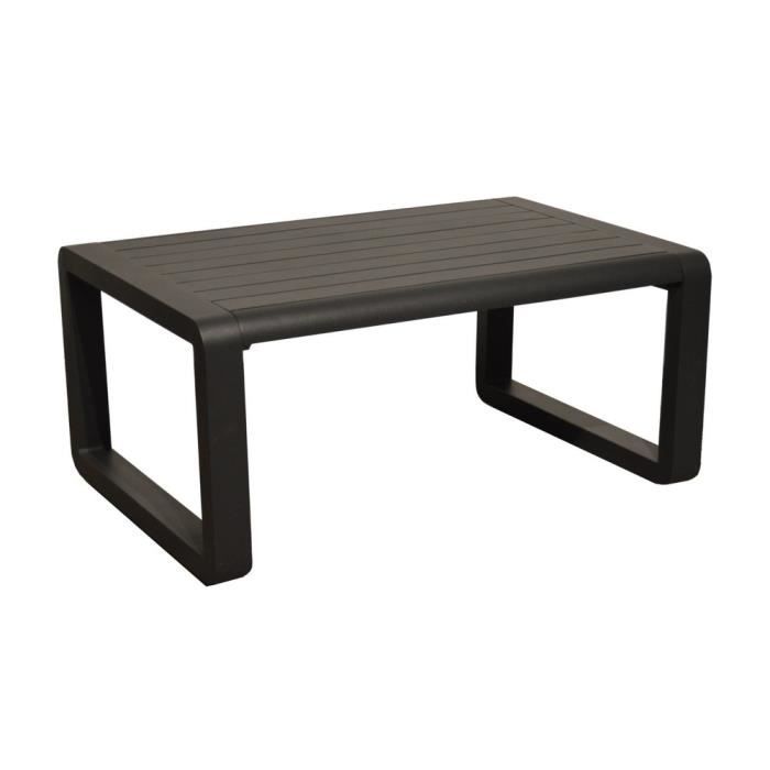 table basse de jardin rectangulaire - proloisirs - quenza ii - aluminium - gris - 90 x 60 x 41 cm