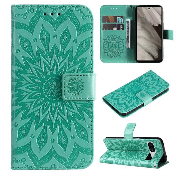 Coque Portefeuille Pour Google Pixel 7a - Flip Livre Avec Rabat - Noir Cuir PU
