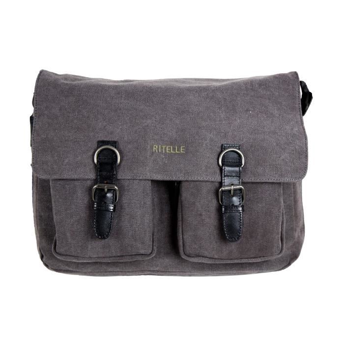 Grand sac besace en toile garni cuir ref 1081 gris 3 couleurs disponible Gris Cdiscount Bagagerie Maroquinerie