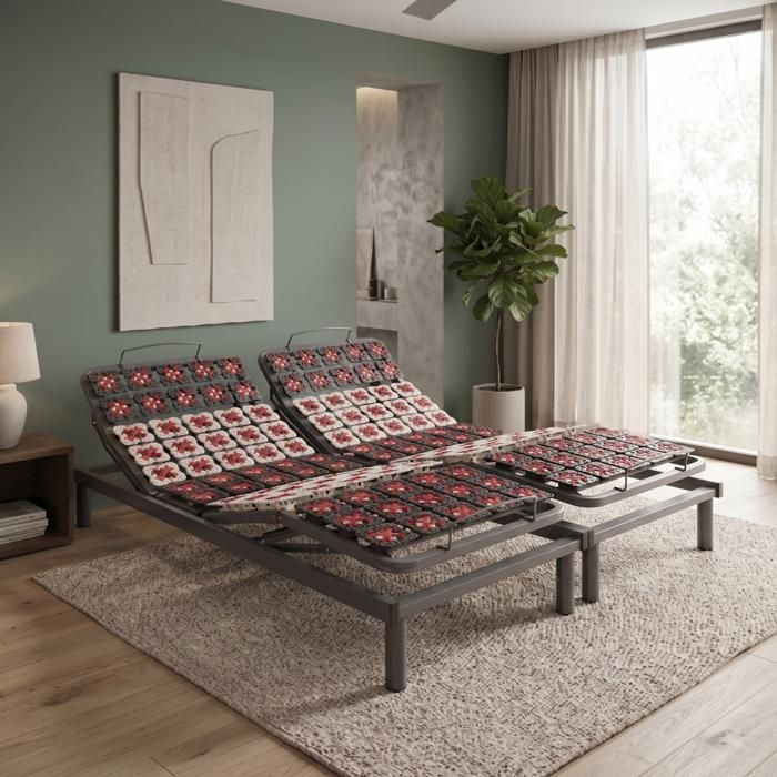 Sommier Relaxant Electrique by Sampur - 100% Plots Ergonomiques - 2x80x200 cm - Literie de Relaxation Electrique Encastrable