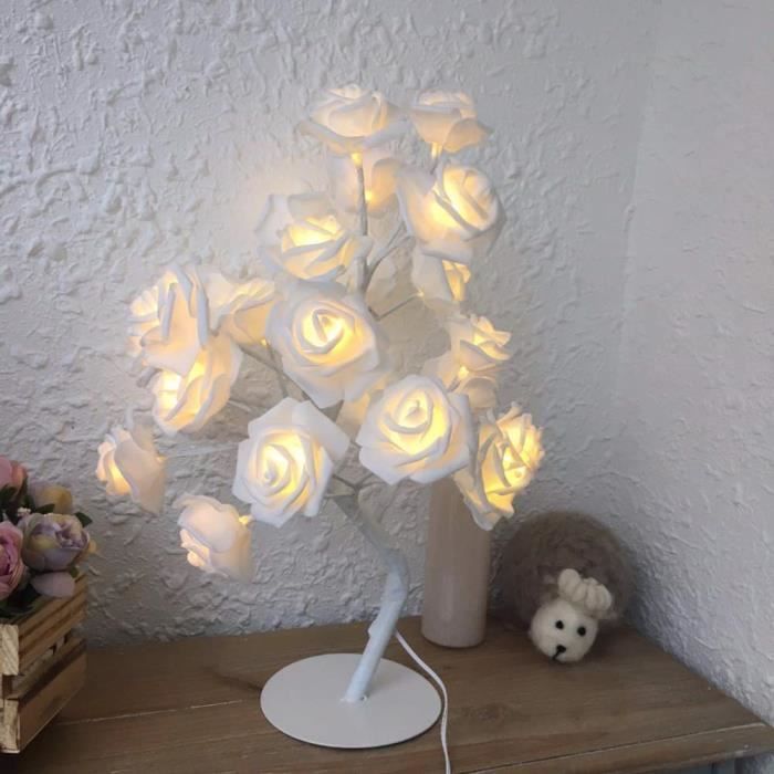 Lampe De Table Led Rose Decoration Romantique Pour Chambre A