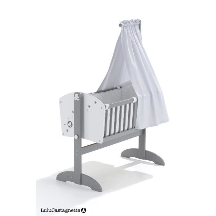 Doudou Berceau Bebe A Bascule Avec Baldaquin En Bois Gris Blanc Achat Vente Fauteuil Gris Cdiscount