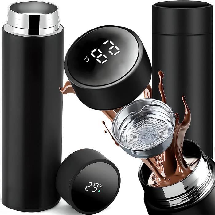 Gourde Isotherme Thermos 500ml Acier Inoxydable Avec Affichage Température - Bleu
