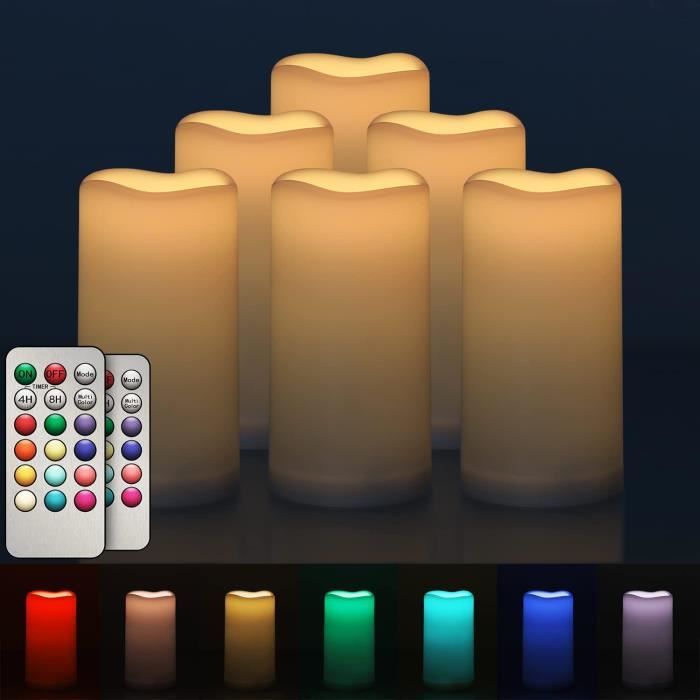 Bougie LED Flamme Vacillante, Fausse Bougie Electrique Multicolore, RGB  Bougies à Piles Avec Télécommande et Minuteur,[S85]