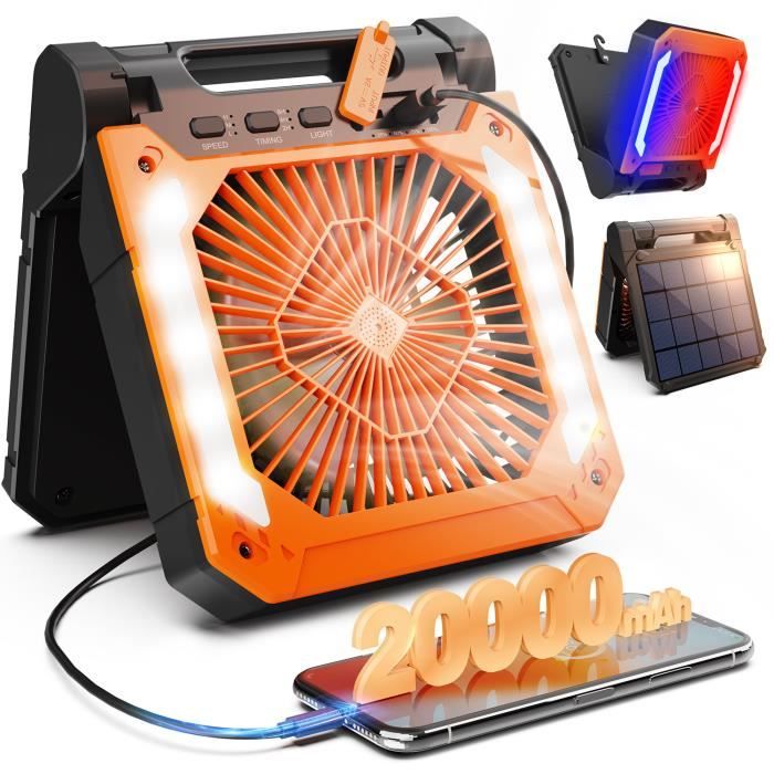 Ventilateur de bureau - TANBABY - Pliable - 20000mAh - 3 vitesses - USB et solaire - Tanbaby