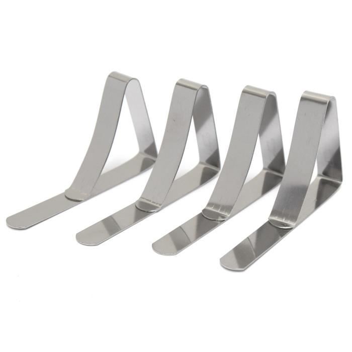 Clips Pour Nappe 4 Pièces - Pince Acier Inoxydable Anti-Dérapante - Pour Table Extérieur/Intérieur