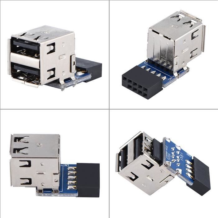 eMagTech 2pcs Adaptateurs de Câble USB 3.0 20 Broches Mâle à 9 Broches Femelle Compatible avec