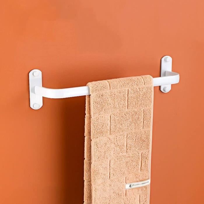 Porte-Serviettes Murale En Aluminium Double Couche 50 Cm - Étagère Salle De Bain, Hôtel, Cuisine, Blanc - 5