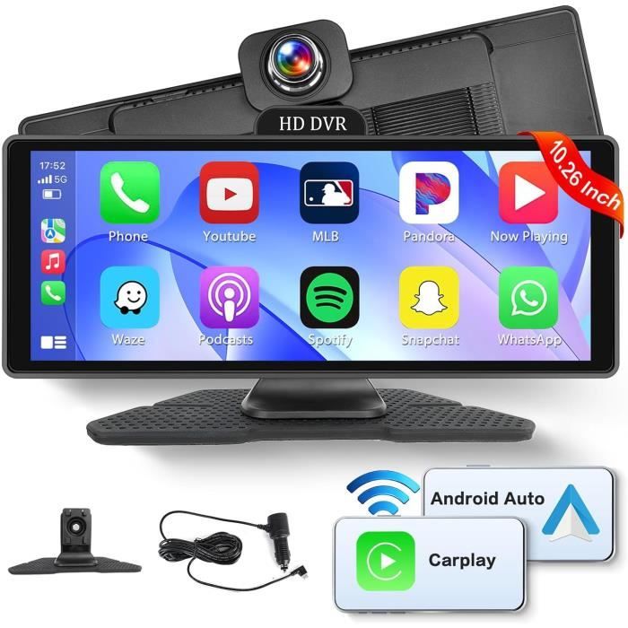 Autoradio Portable 10.26 Pouces CarPlay Et Android Auto Sans Fil - Écran Tactile IPS 1080P, Bluetooth, FM, Mirror Link - Pour Voiture, Fourgon, Camping-car
