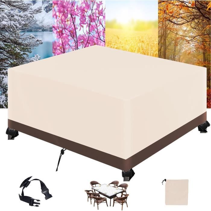Housse Salon De Jardin 300x120x75cm Housses De Meubles De Jardin, Housse Table De Jardin Rectangulaire Extérieur, Tissu Oxford 420D Très Résistant Imperméable Bâche De Meubles D'extérieur