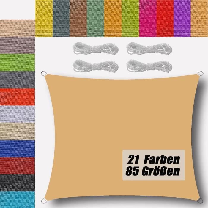 Jarolift Toile D'ombrage Triangulaire, Respirante, Pare-Soleil, Voile De Protection Solaire Pour Terrasse, Jardin, Balcon, Tissu HDPE, 700 X 500 X 500 Cm, Blanc Crème