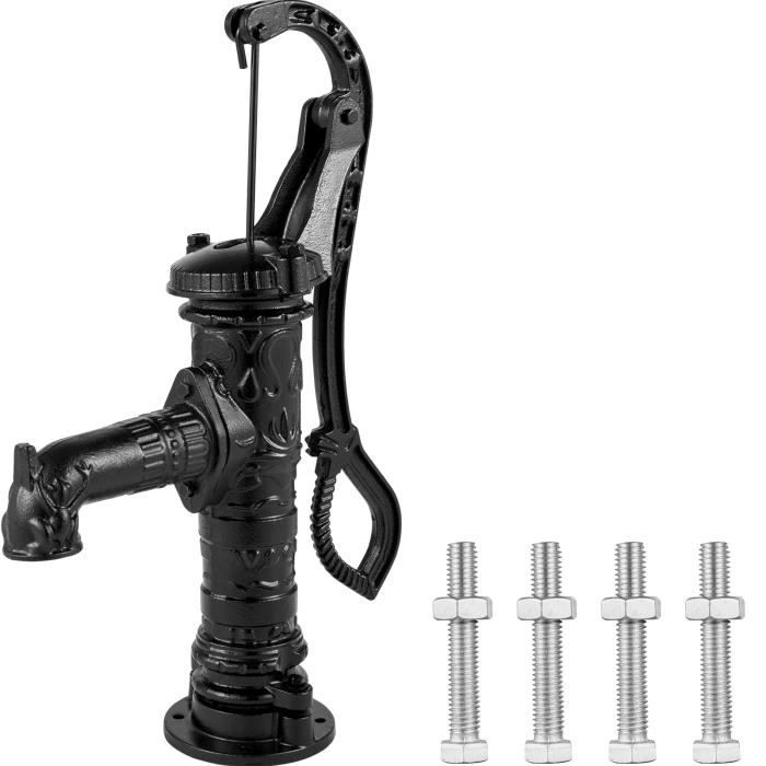 Pompe à Eau à Main - VEVOR - 40 x 15 x 68 cm Noir - Pour Fonte Fontaine Puits Extérieur