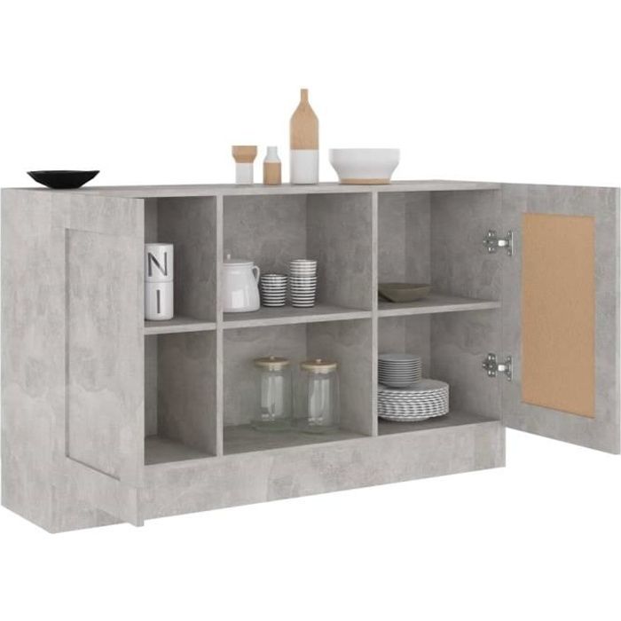 Buffet bas - VINGVO - XID - 2 portes - Gris béton - Contemporain - Design