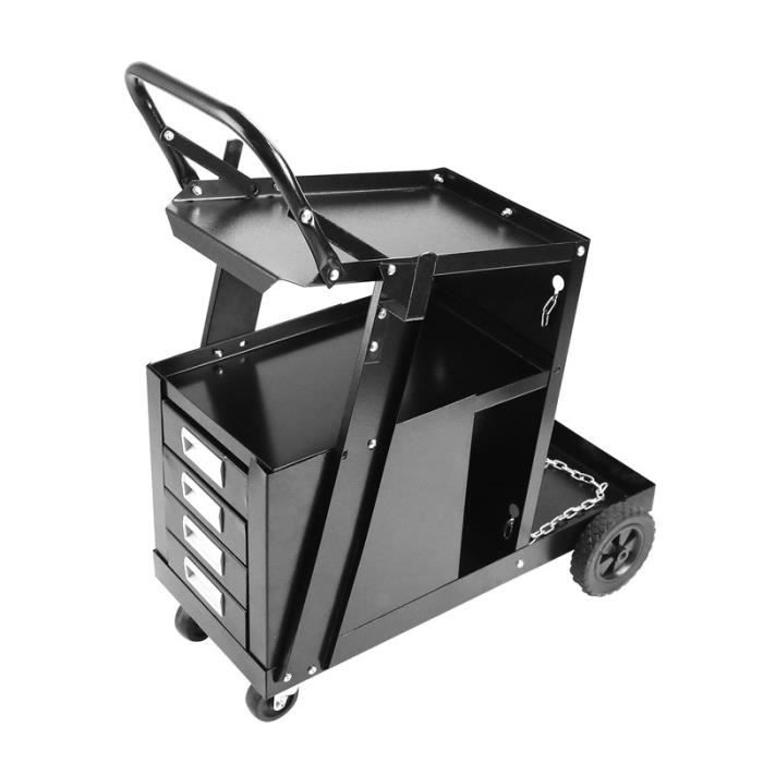 Chariot Atelier Soudage 3 Niveaux COSTWAY – Table Inclinable + Chaînes Anti-Basculement TIG MIG Plasma