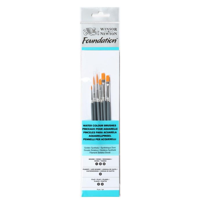 Pennelli Per Olio Set 6 Pennelli Winsor & Newton Foundation Per Olio - Round, Filbert E Flat, Qualità Professionale Round Filbert Flat - 10