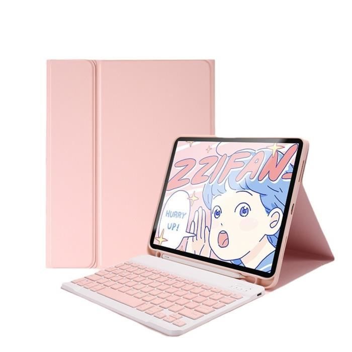 Étui Compatible avec iPad 10.2 2019/2020/2021 ROSE+ Clavier Bluetooth-Rose