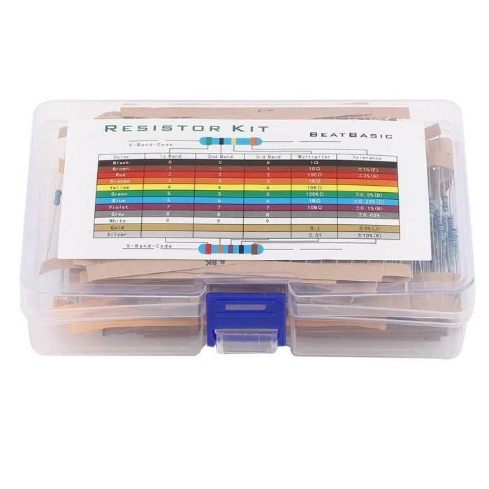 Kit De 600 Résistances Film Métallique 1/4W - Tolérance 1% - Anneaux Couleur - Pour Électronique Et DIY