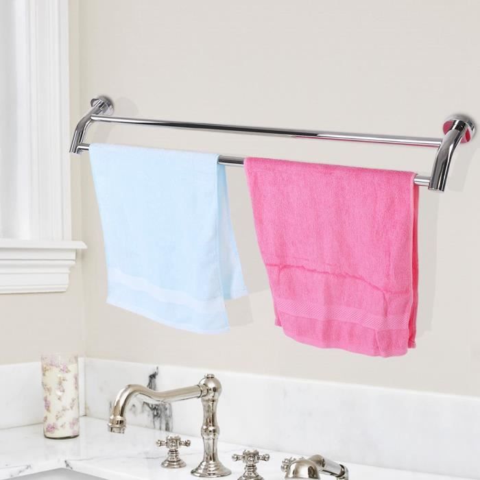 MAICHIHUOY Porte-serviettes en acier inoxydable Double barre porte-serviettes pour salle de bain 90 cm Doppel Stange 