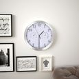 Horloge murale silencieuse Modern Design Horloge muraleà quartz Hygromètre et thermomètre 30 cm Blanc-1