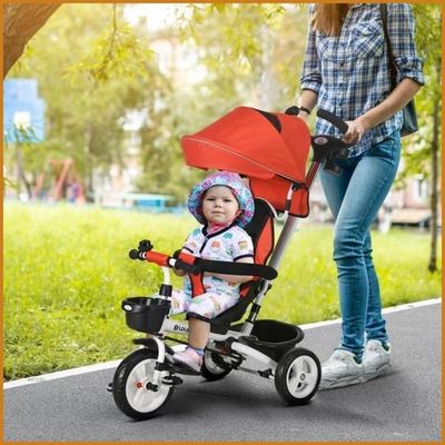 HOMCOM Tricycle 6 En 1 Avec Barre De Poussée Pour Enfants De 1 à 5