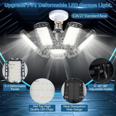 Éclairage LED Garage 200W, E27/E26 Lampe Garage Déformable à 8+1 Panneaux  Ajustables, Plafonnier LED pour Garage, Entrepôt, Atelier - Cdiscount Maison