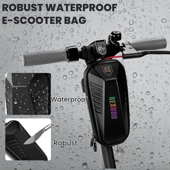 DRELD Sac De Rangement 3L Pour Scooter électrique - Étanche, Sangles Réglables, Guidon, Pour Téléphone, Clés, Portefeuille, Compatible Trottinette Et Vélo