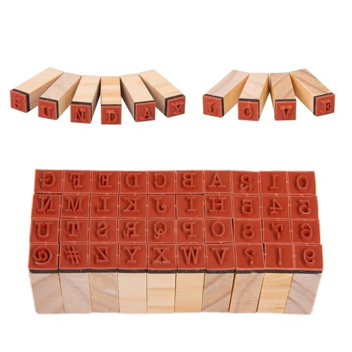 Tampons Décoration Carte Ensemble 70 Timbres Alphabet Rétro En Bois – Tampons Vintage Avec Boîte Rangement, Idéal Journaling, Scrapbooking & Cartes