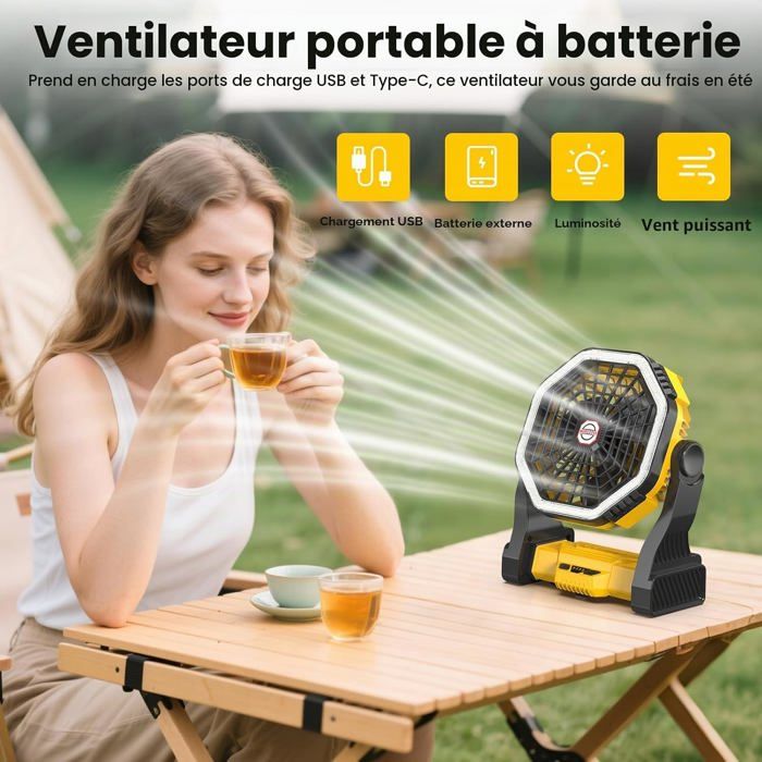 Mini Ventilateur De Camping Alomejor Avec Trépied – Rechargeable USB, Silencieux, Compact Comme Une Bouteille D’eau, Super Pratique