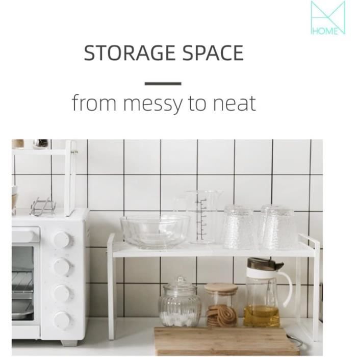 BELLE VOUS Lot De 2 Organisateur Cuisine Placard En Bambou Naturel - Empilable Et Extensible