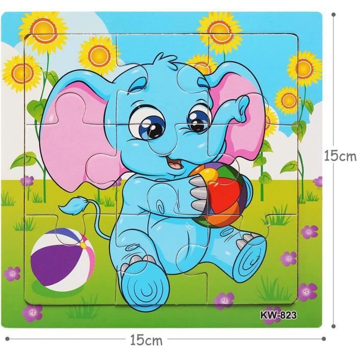 6PCS Puzzle en Bois Enfant 2 3 4 5 Ans Bébé Animaux 3D Puzzle à