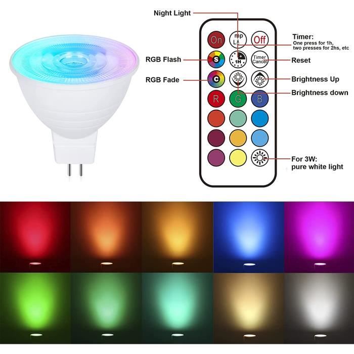 2pcs Spots LED GU5.3 6W, Bleu, Ampoules 12V DC Dimmable MR16 500lm, Angle  de Faisceau 60° [415] - Cdiscount Maison