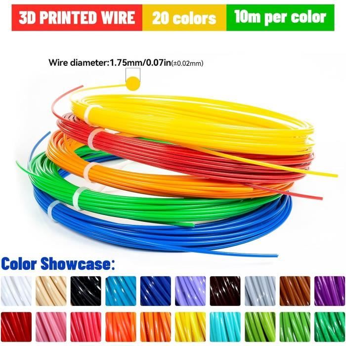 Filament Pla 1.75 Mm, 20 Couleurs, 10M Chacun, Pla De Filament De Stylo ...