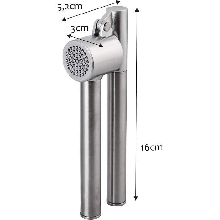 Presse Ail Inox Ergonomique – Avec Éplucheur Silicone & Brosse – Multifonction Ail, Gingembre, Noix – Lave-Vaisselle