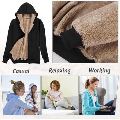 Sweat Shirt a Capuche Doublure Polaire Femme Peluche Veste Zippee a Capuche Chaud Zippe Sweat Shirt Hiver Noir Cdiscount Pret a Porter