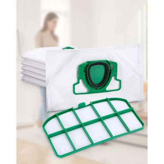 10 Sacchetti Sostitutivi + 2 Filtri HEPA Per Vorwerk Folletto VK200/FP200 - Ideali Per Allergici