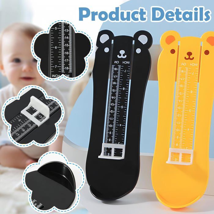 Mesure-pied Enfant - 2 Pièces Avec Motif Ours, Plage 6 à 20 Cm - ABS Plastique, Mesure Précise - Pour Maison, école, Magasin