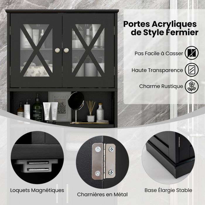 Meuble salle de bain Marelle Greige/Artisan 30x180cm avec portes, et