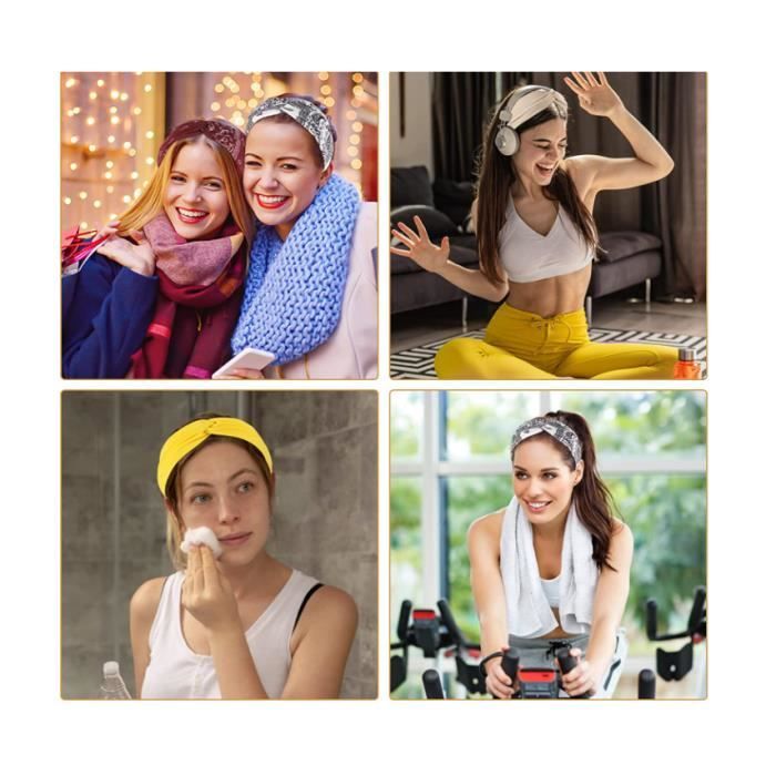 Bandeaux Cheveux Femme BELEVO - Lot De 4, Extra Large 18cm, Turban Élastique Multicolore
