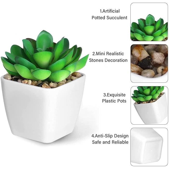 Plantes Succulentes Artificielles en Plastique Dans des Mini Pots en  Plastique, Style Aléatoire, 1Pc