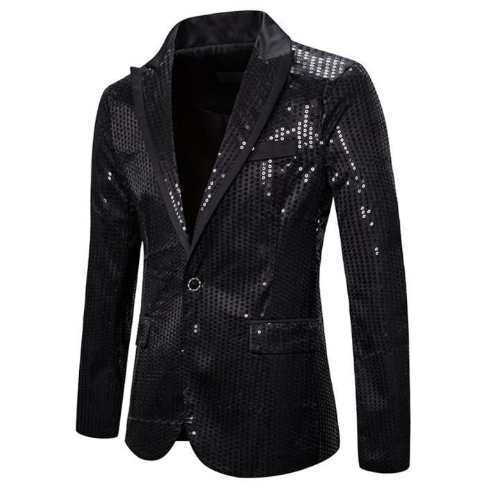 Haut de Costume Paillettes Brillant Homme Slim Fit Costume Mode