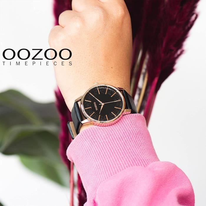 Montre femme sale noir et rose