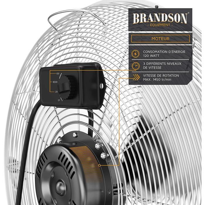 Brandson - Ventilateur de Sol Design rétro, Ventilateur sur Pied de 50 cm  de diamètre, Ventilateur métallique 160W, 3 Vitesses, Faible, Moyenne