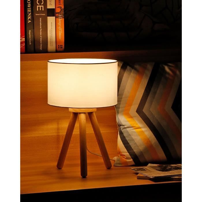 tomons Lampe de Chevet en Bois, RGB Dimmable, Lampe de Table avec