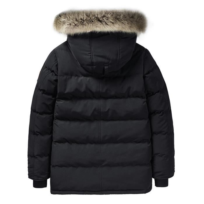 Doudoune Homme MOBIGARLAN Luxe a capuche en fausse fourrure Coupe longue Noir Noir Cdiscount Pret a Porter